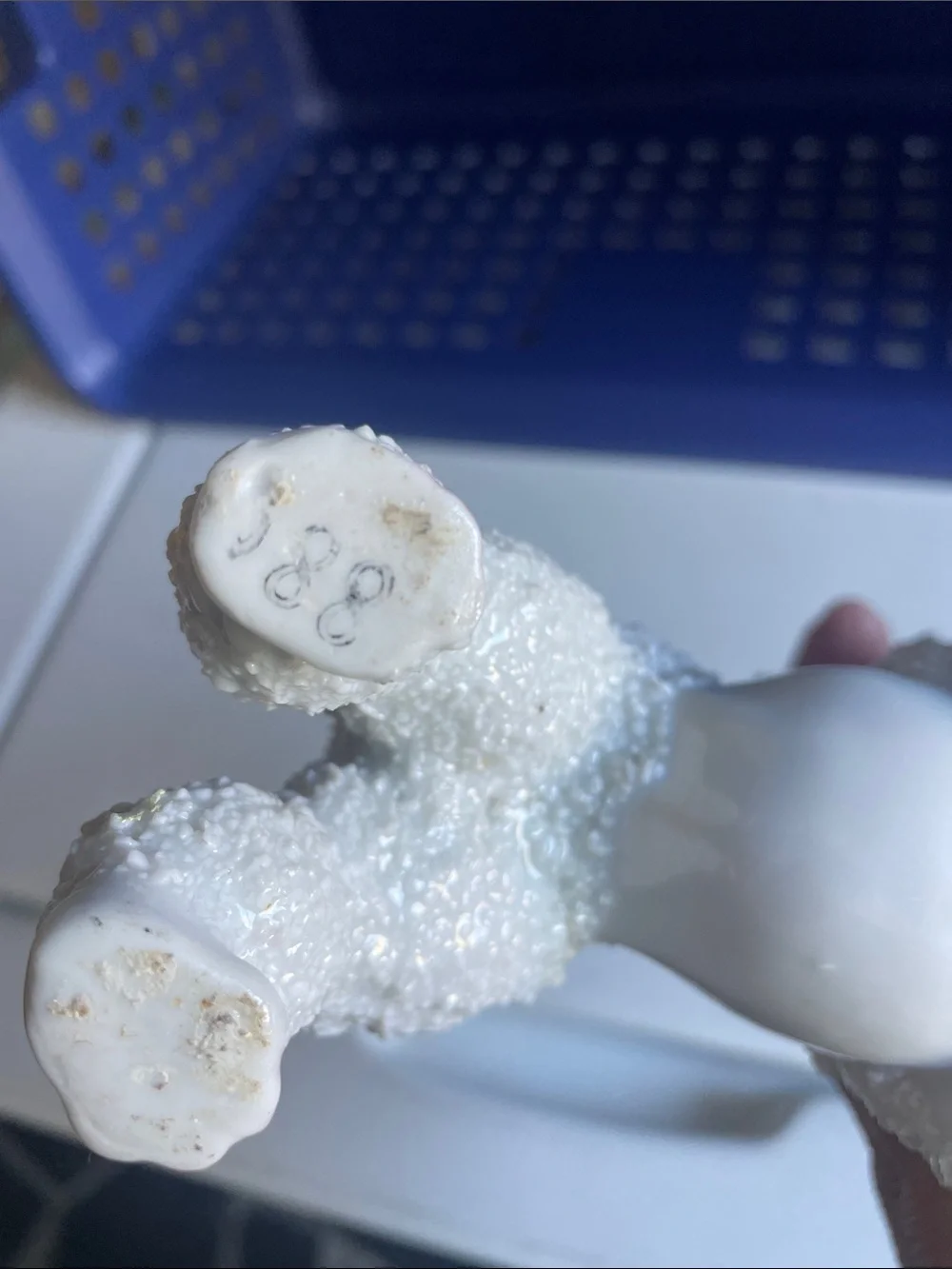 Source Unknown White Poodle Figurine with Pink Accents and Gold Glitter